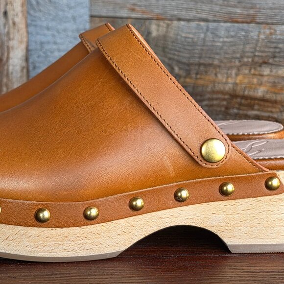 J Crew Convertible Tan Leather Clogs Size 6 - Picture 6 of 11